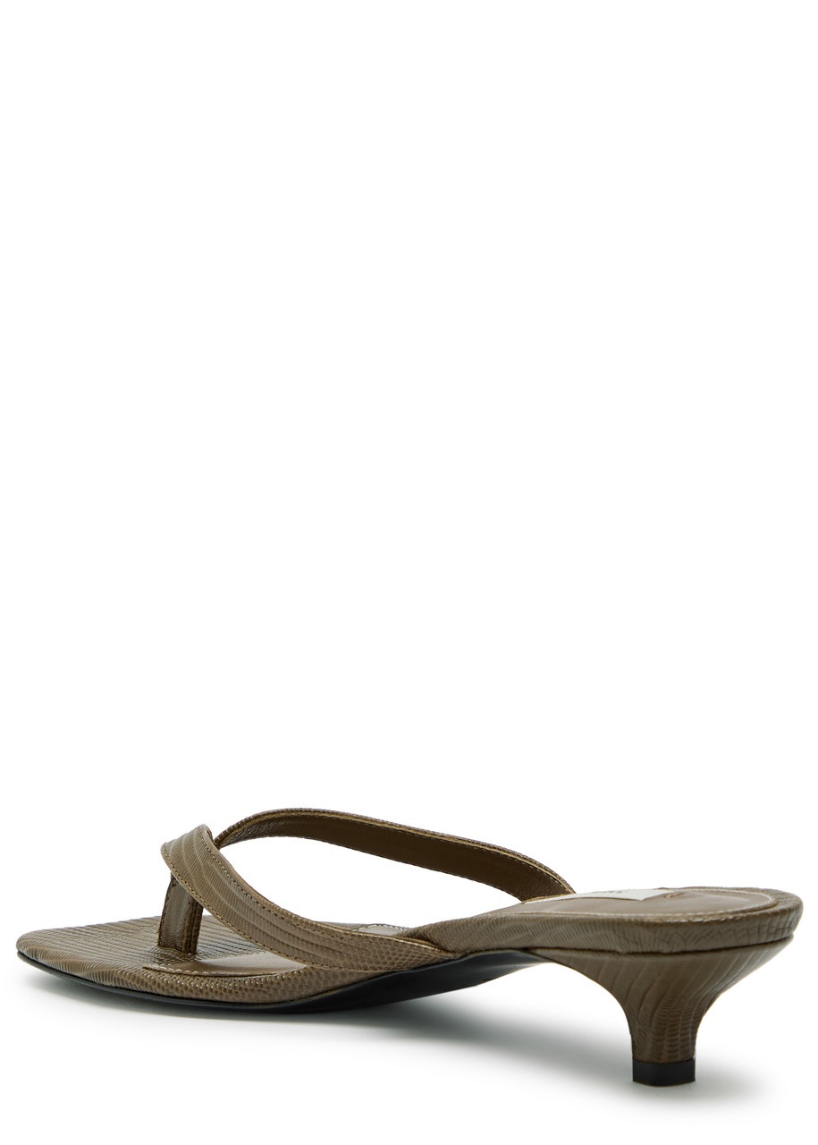Toteme 40 Lizard-effect Leather Thong Sandals - 2