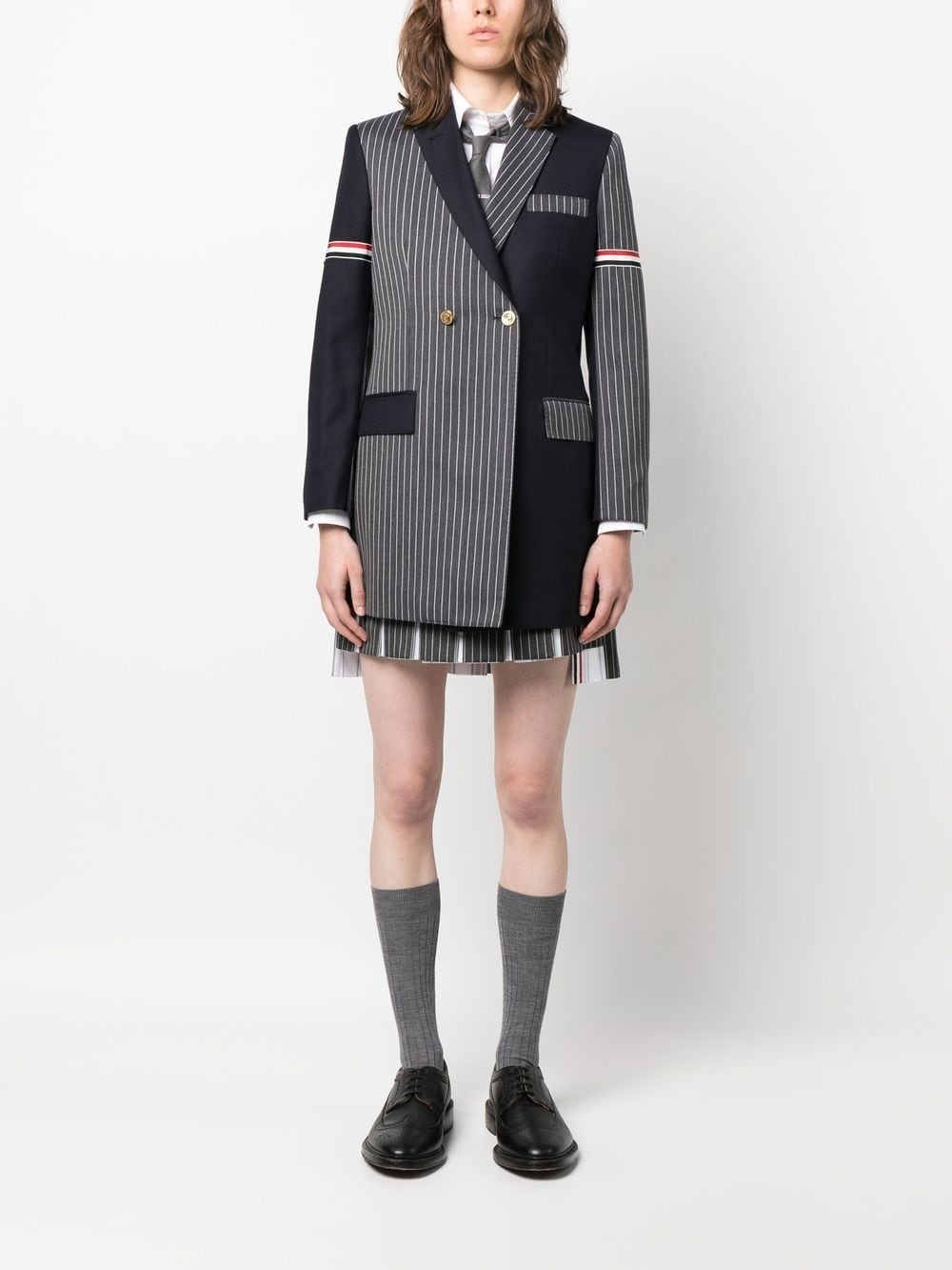 patchwork double-breasted blazer - 2