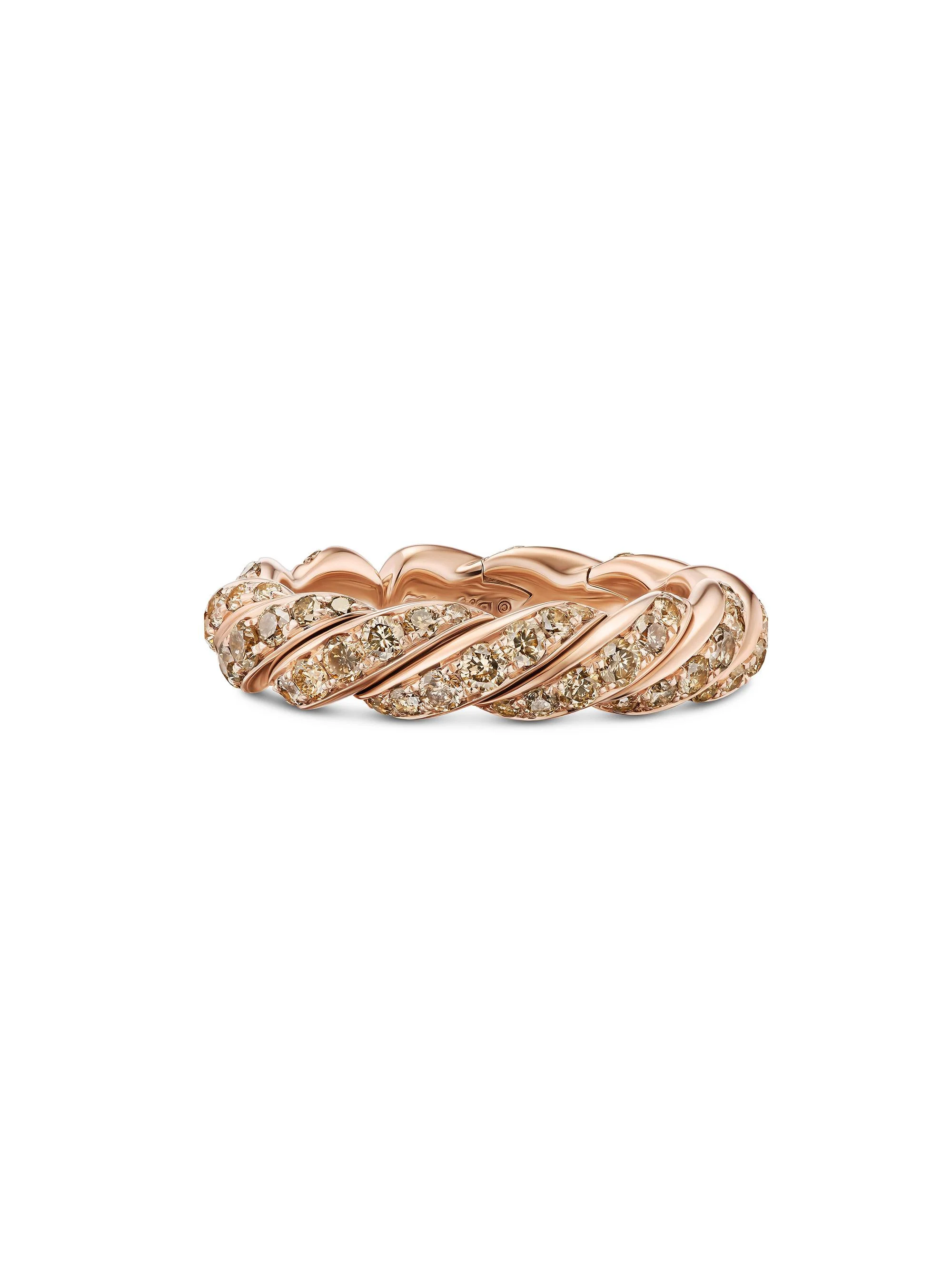 Women's Pavéflex Band Ring in 18K Rose Gold - Cognac Diamond - 1