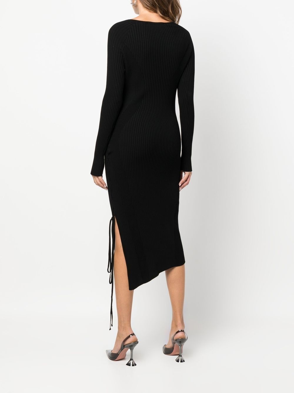 lace-detail ribbed-knit dress - 4