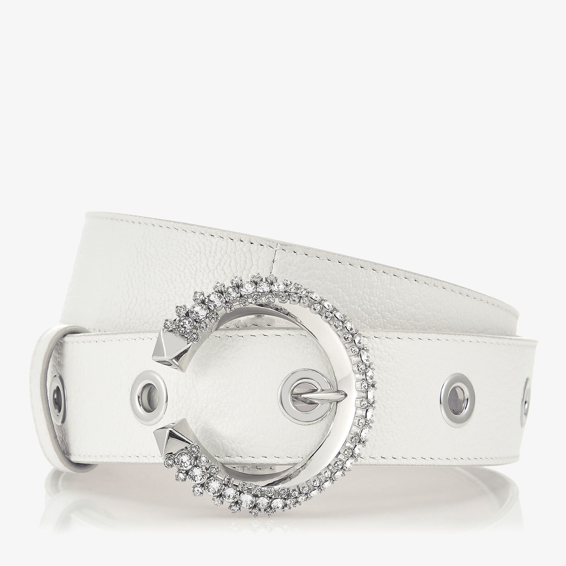 Madeline Belt
Latte Calf Leather Belt with Crystal Buckle - 3
