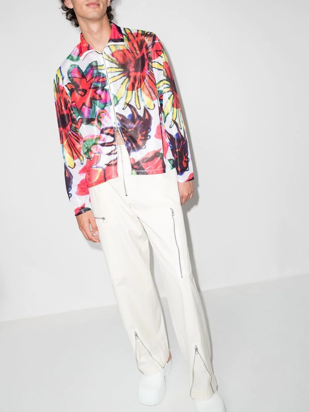 Melting Flowers-print bomber jacket - 4