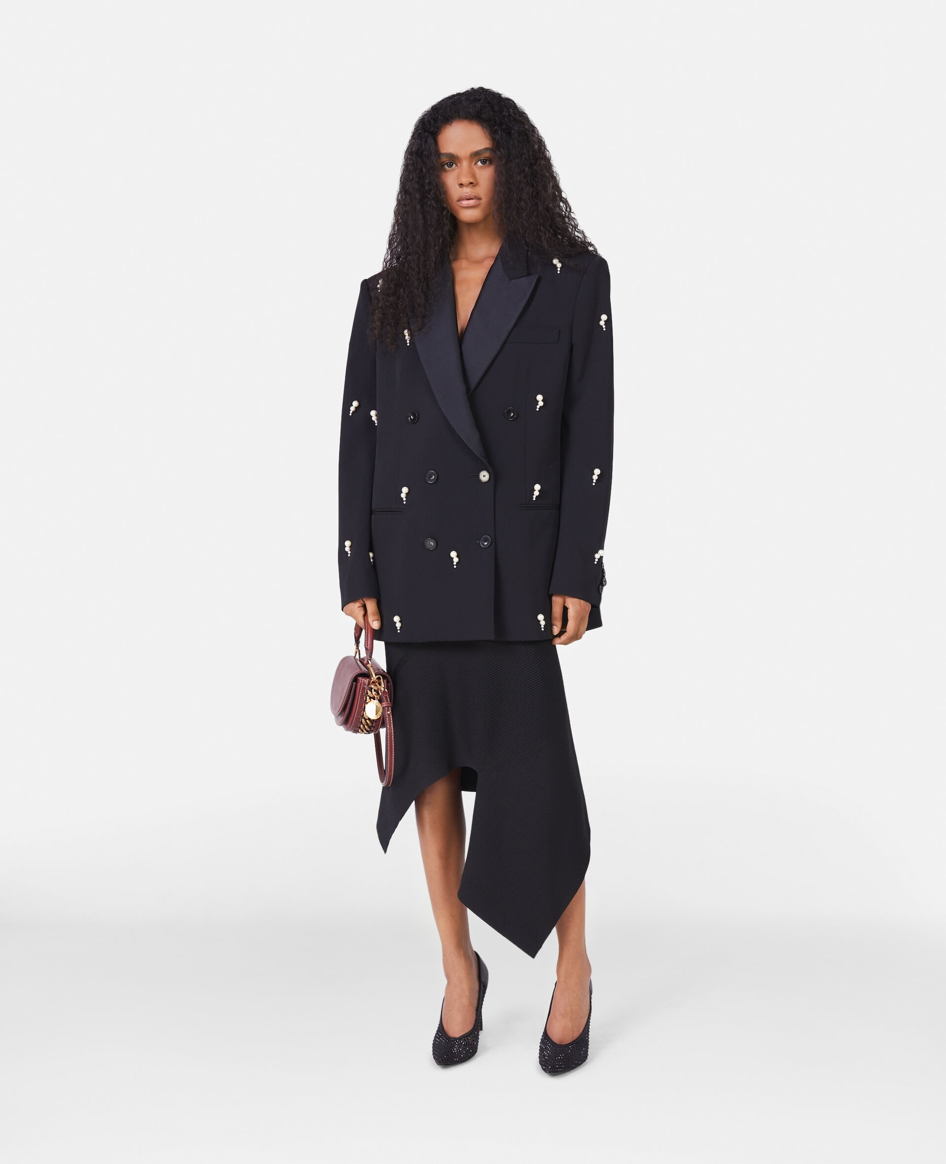 Pearl Embroidery Oversized Double-Breasted Blazer - 2