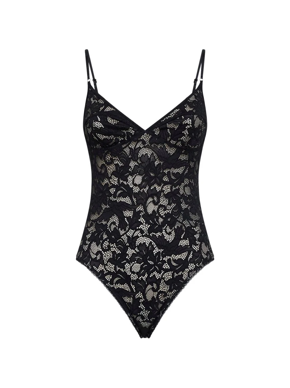 lace-embroidered V-neck bodysuit - 1