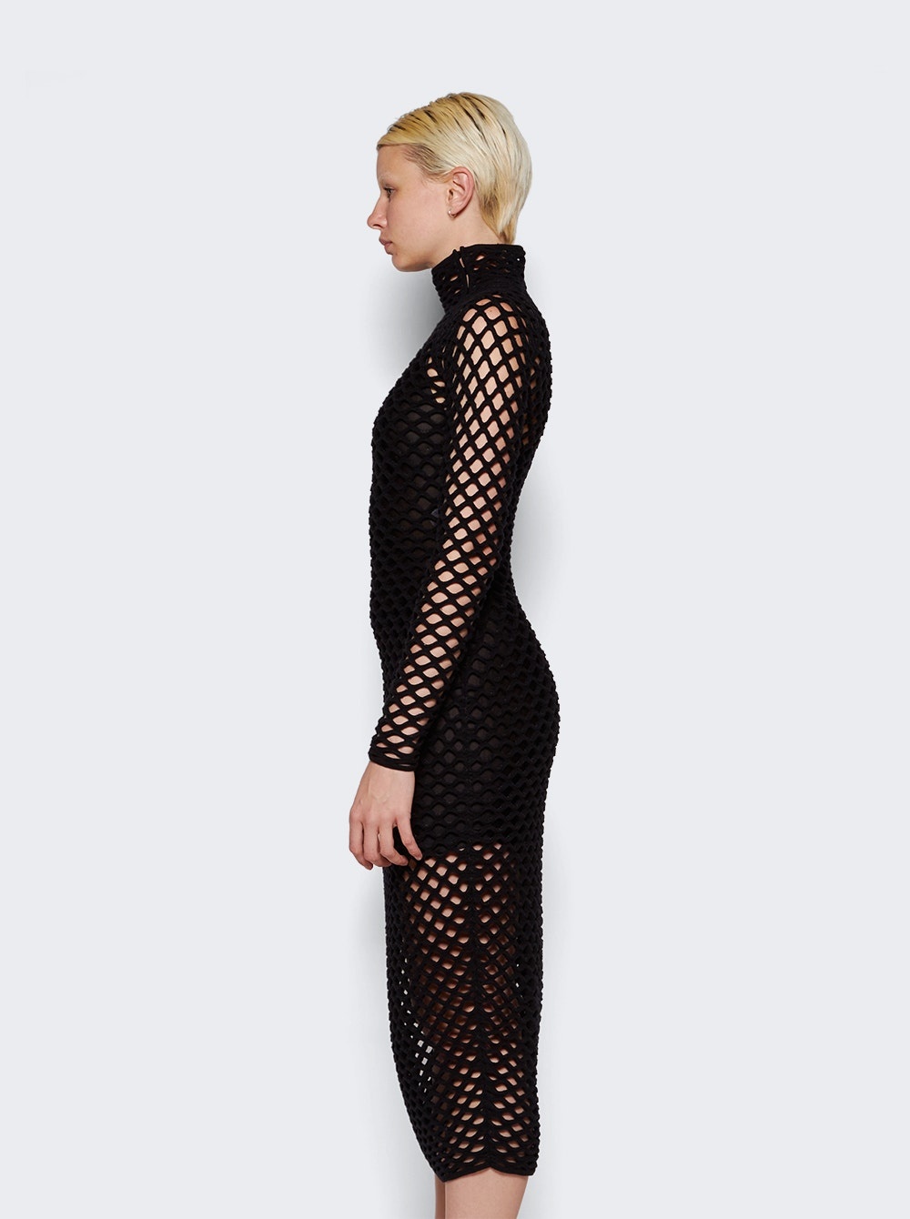 Cage Knit Tube Dress Black - 4