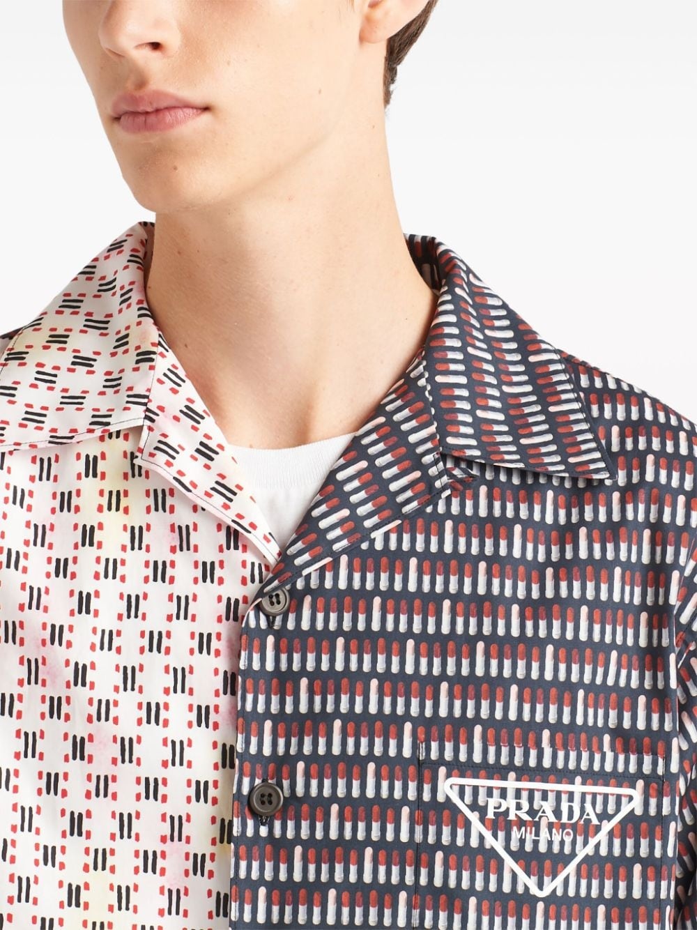colour-block cotton shirt - 4