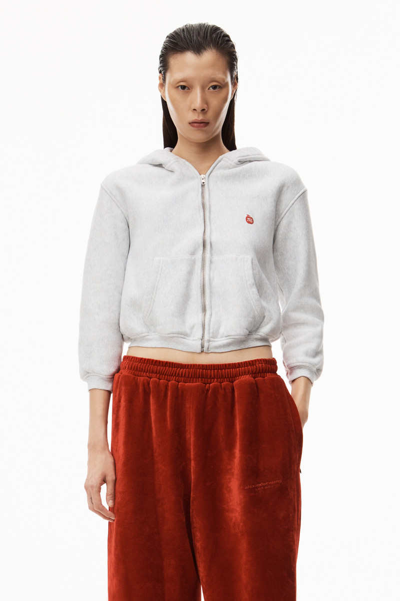 APPLE LOGO SHRUNKEN HOODIE IN TERRY 2