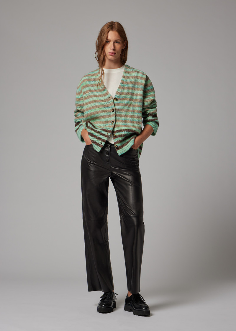 Women's Green Stripe Oversized Cardigan 3