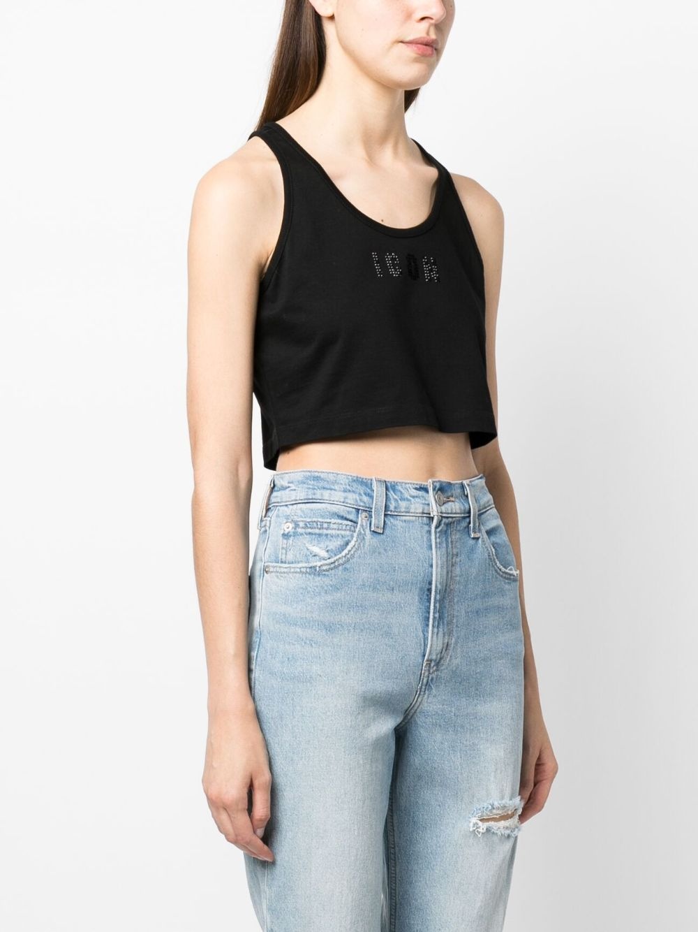 sleeveless logo-embellished crop top - 3