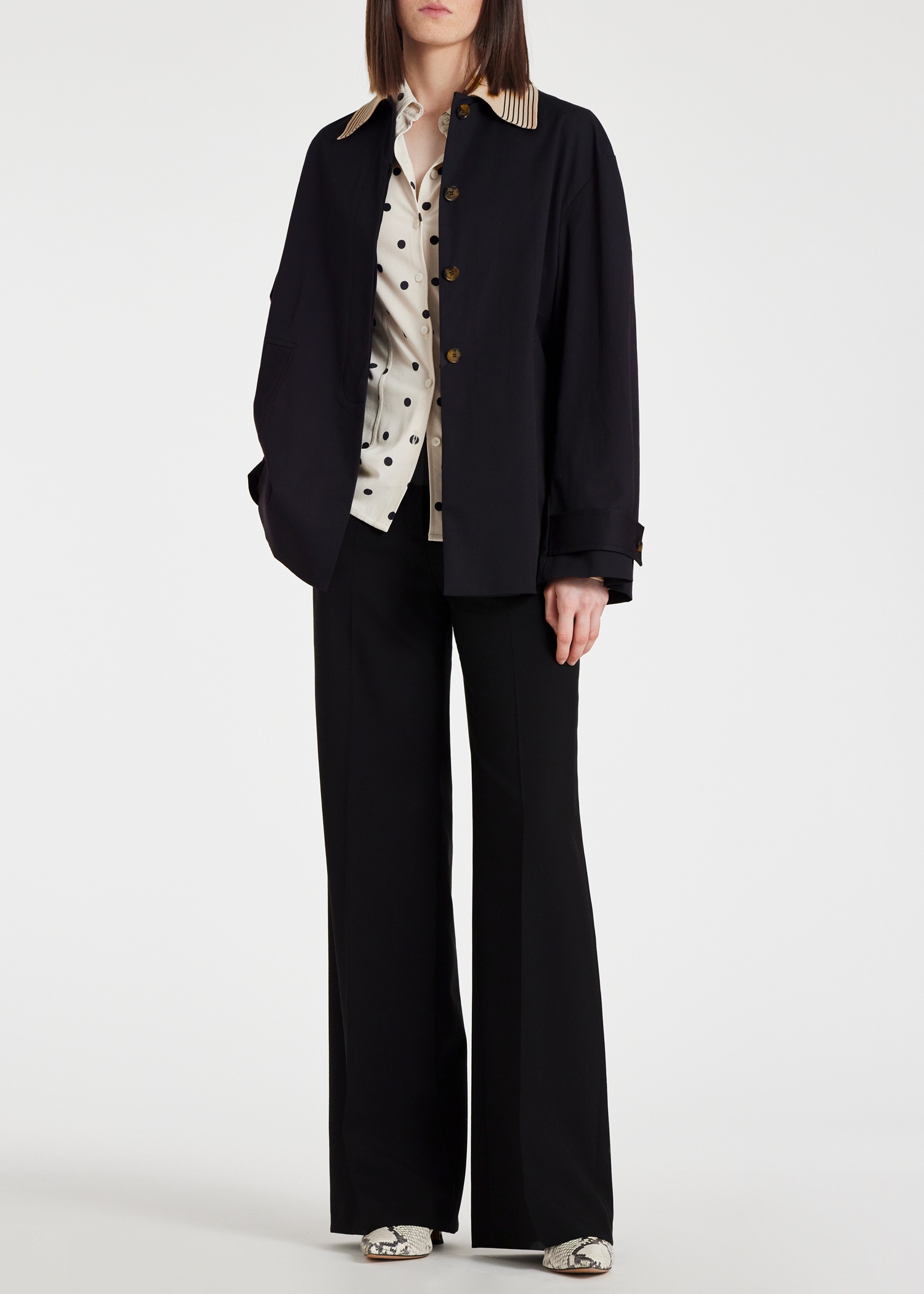 Women's Cotton Contrast Collar Swing Jacket - 6
