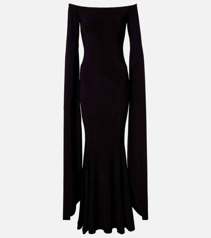Draped off-shoulder jersey gown 1