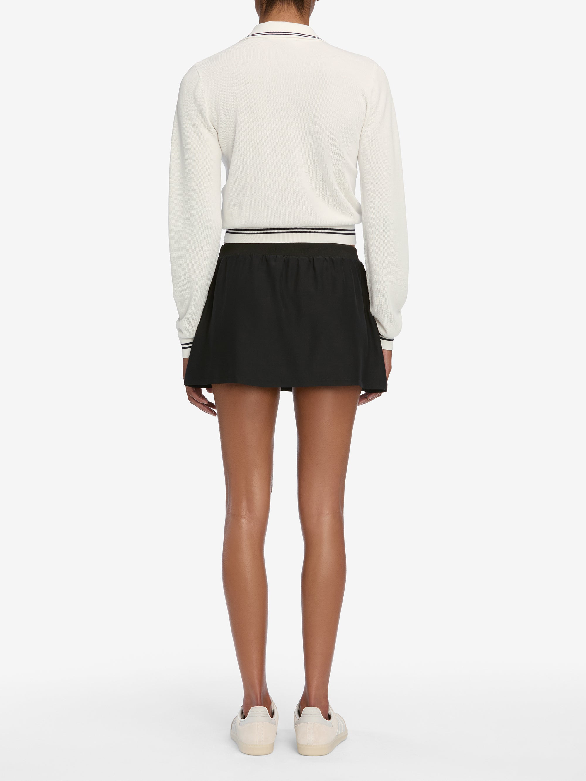The Long Sleeve Tennis Polo in White - 6