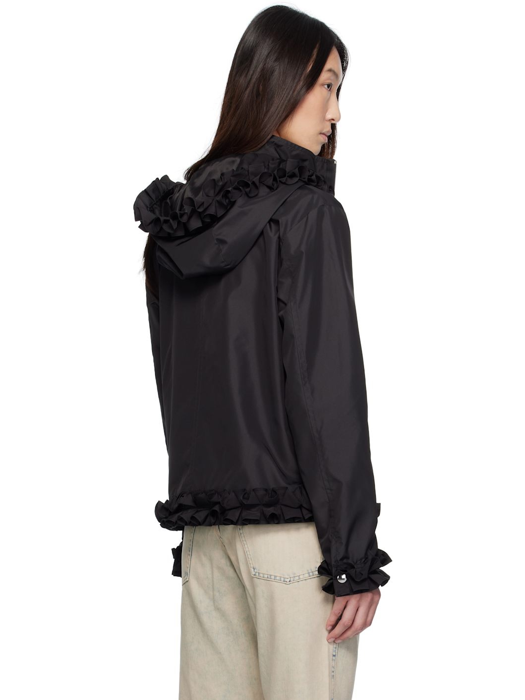 Black Pleated Ribbon Jacket - 3