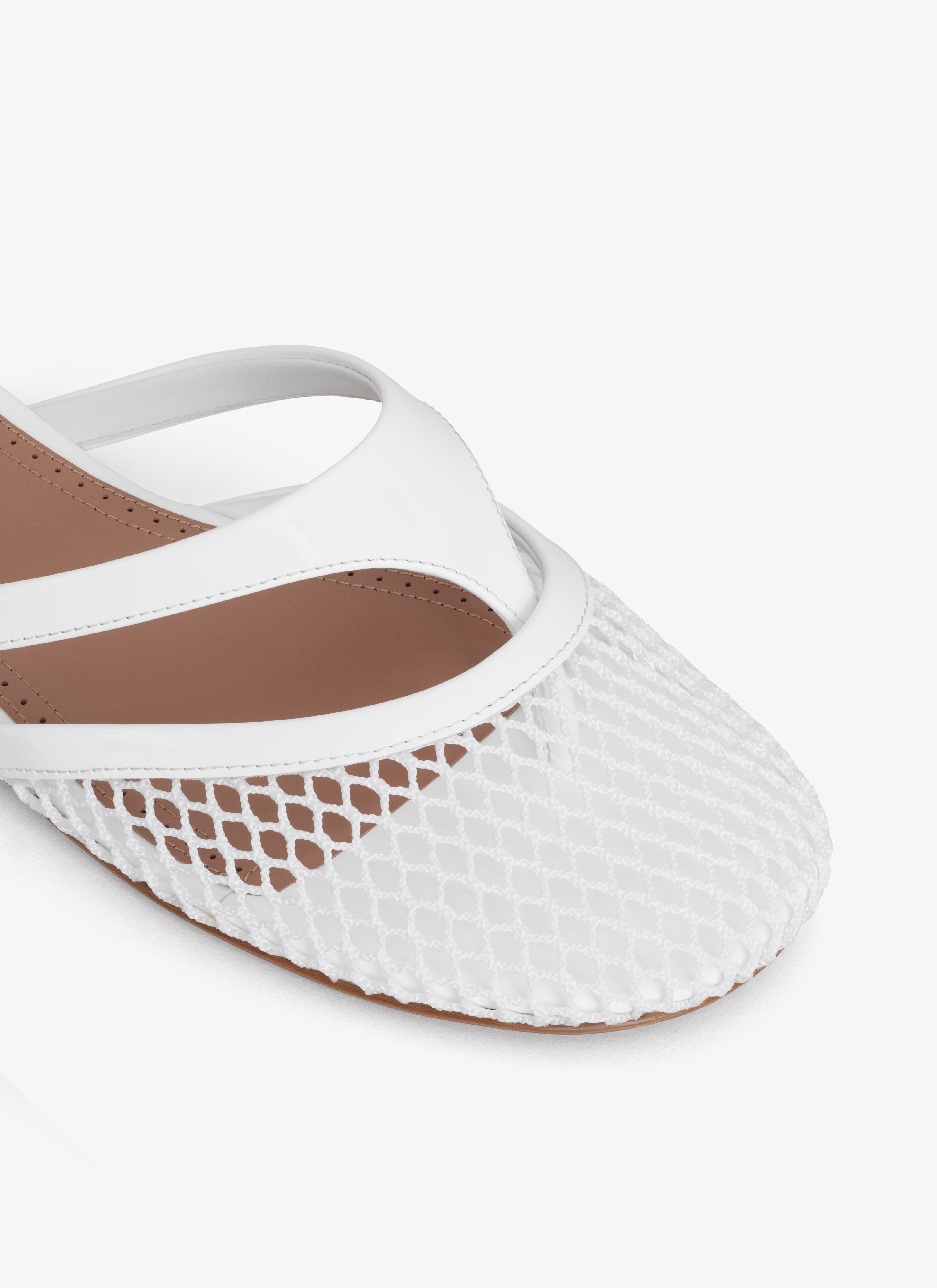 INFRADITO FLAT MULES IN FISHNET AND LEATHER - 4