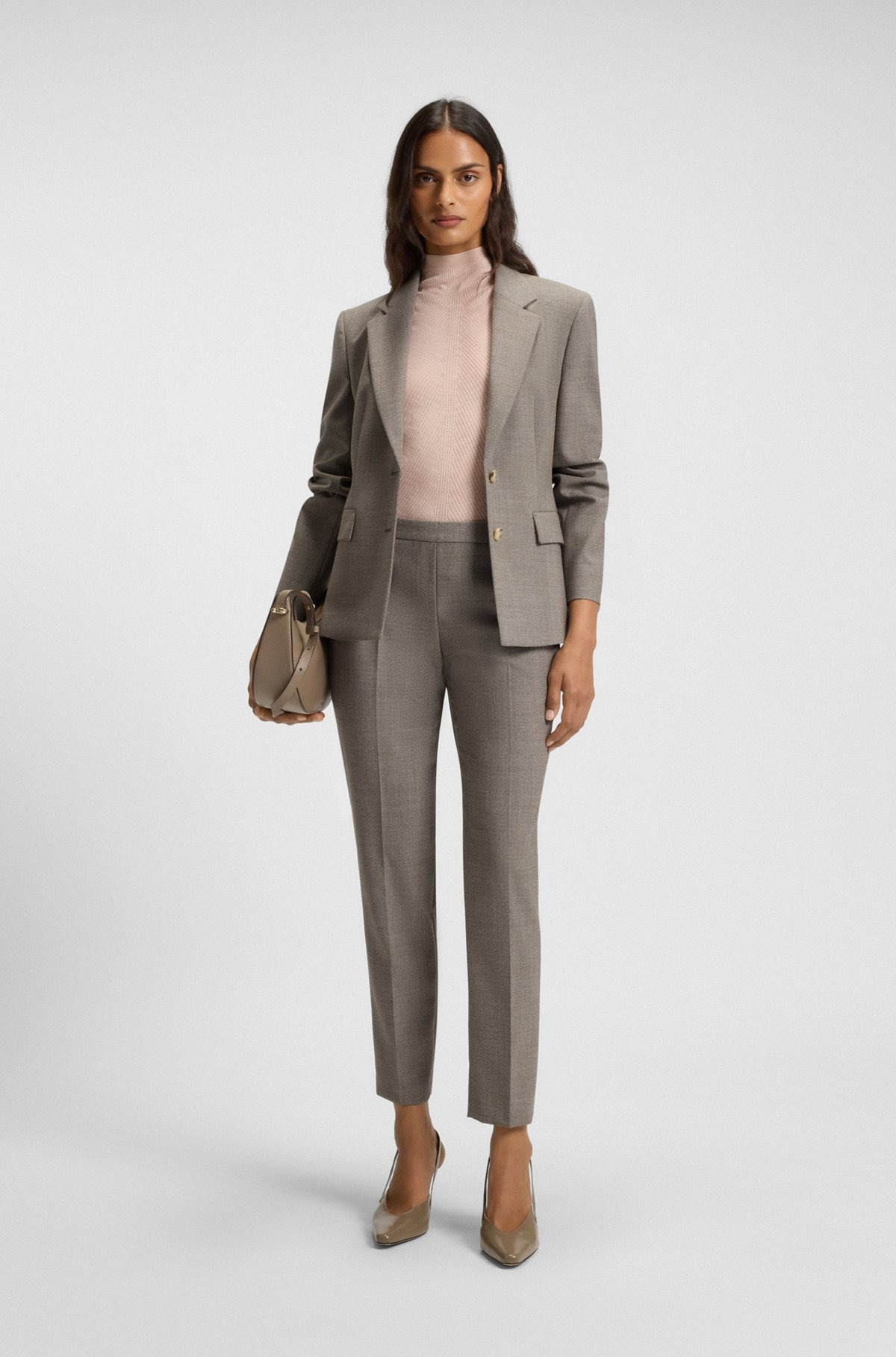 REGULAR-FIT PANTS IN A MICRO-PATTERN WOOL BLEND - 3