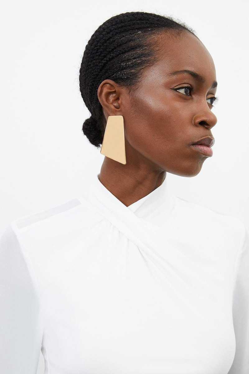KAREN MILLEN Jersey And Georgette Mix High Neck Top outlook