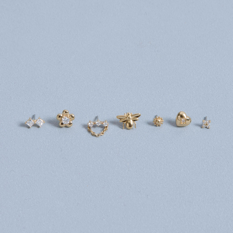 LAB-Created Diamond Flower Push Pin Flat Back 6