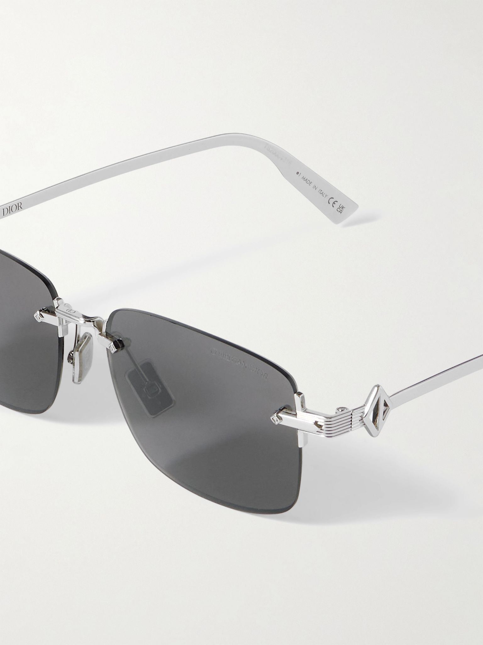 CD Diamond S11U Rectangular-Frame Rimless Silver-Tone Sunglasses Silver - 3