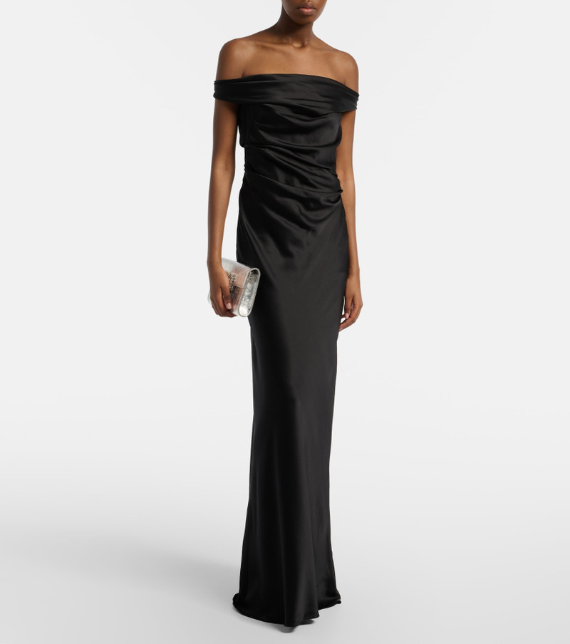 THE SEI Bardot off-shoulder silk charmeuse gown outlook