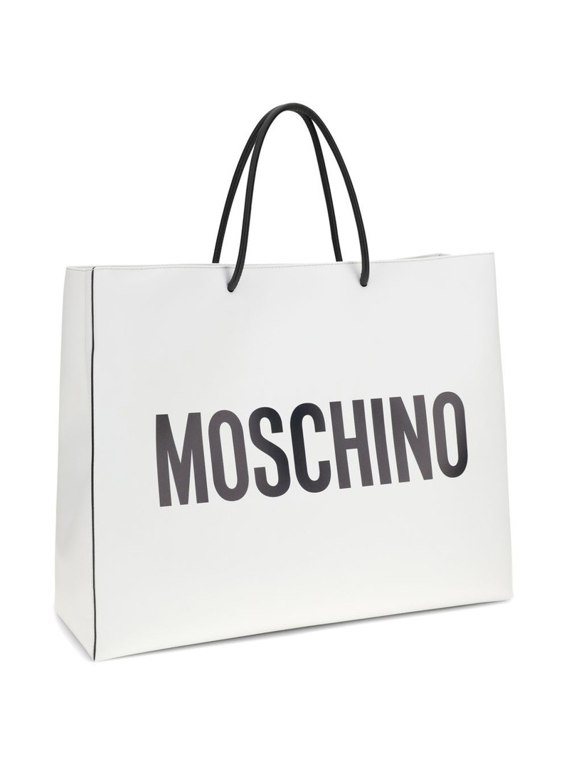 Moschino logo-print leather tote bag outlook