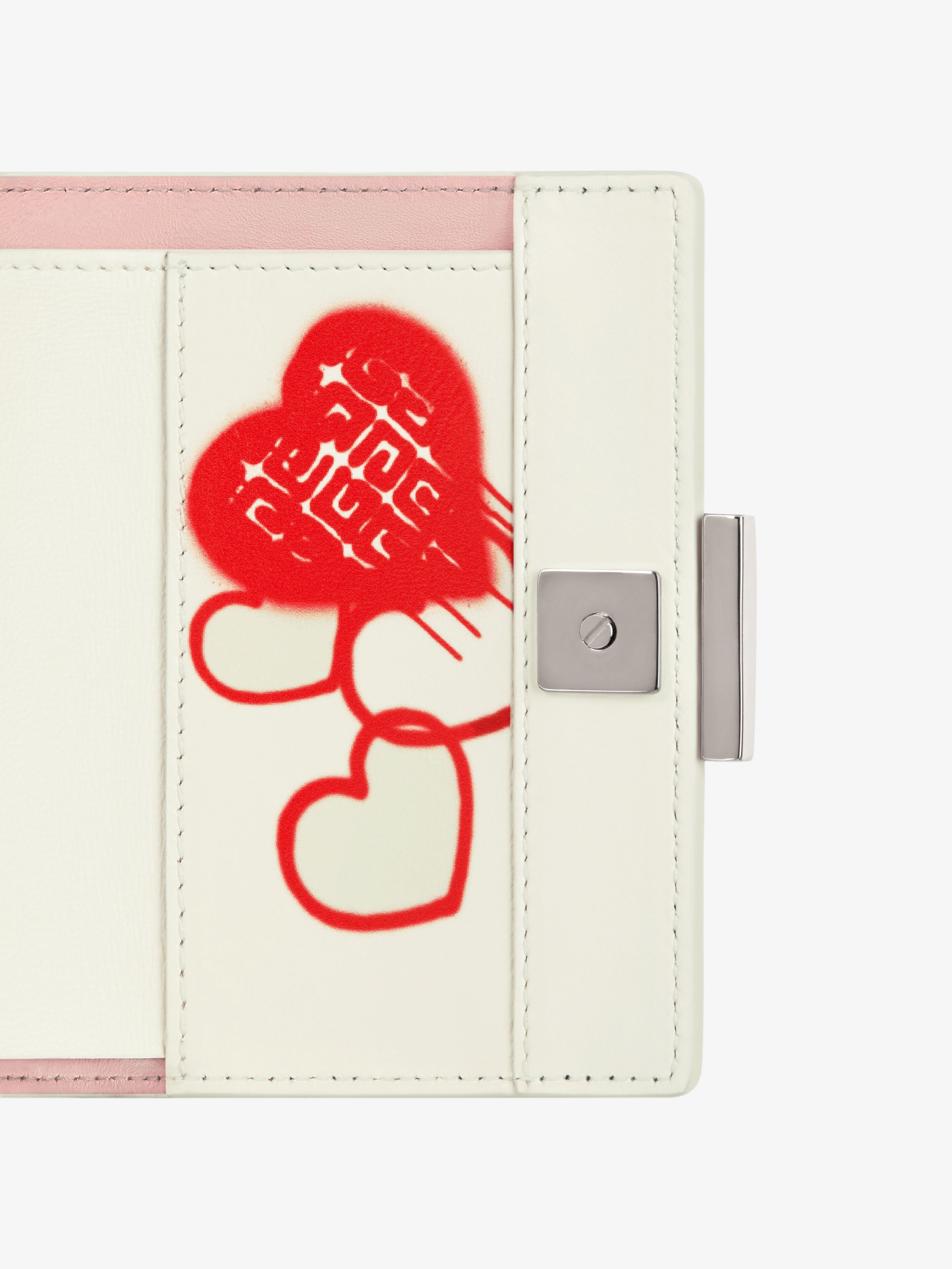4G TRIFLOD WALLET IN 4G TAG EFFECT HEART PRINT LEATHER - 5