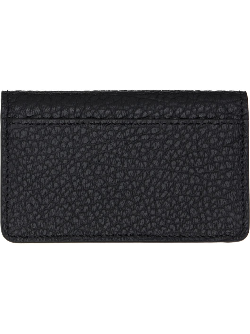 Black Grained Leather Card Holder - 2