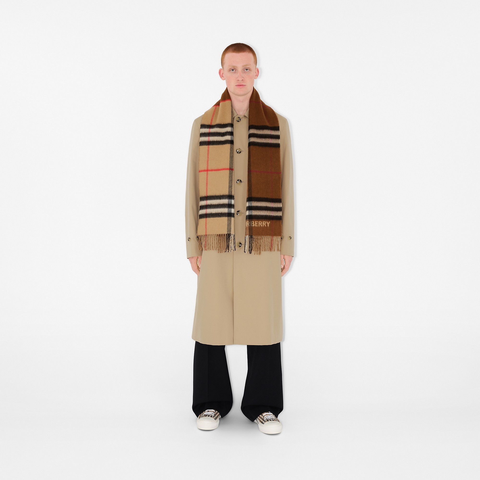 Contrast Check Cashmere Scarf - 5