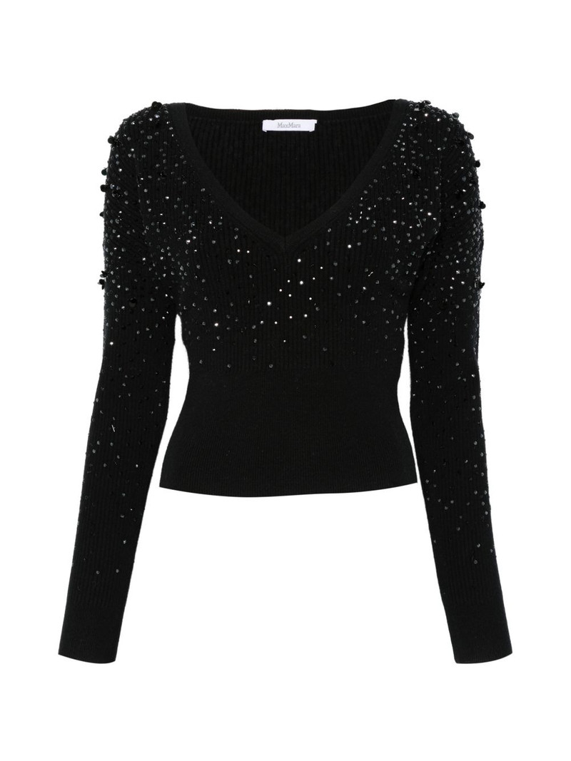 Gang beaded V-neck sweater 1