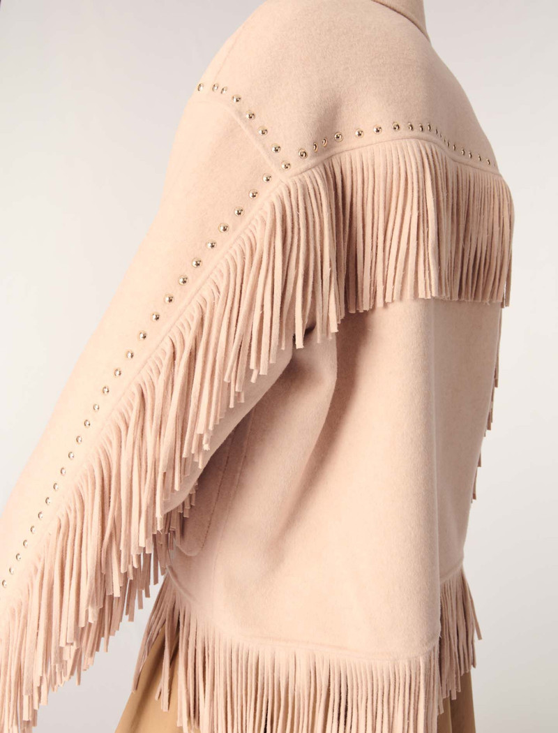 Double-breasted fringed coat 7