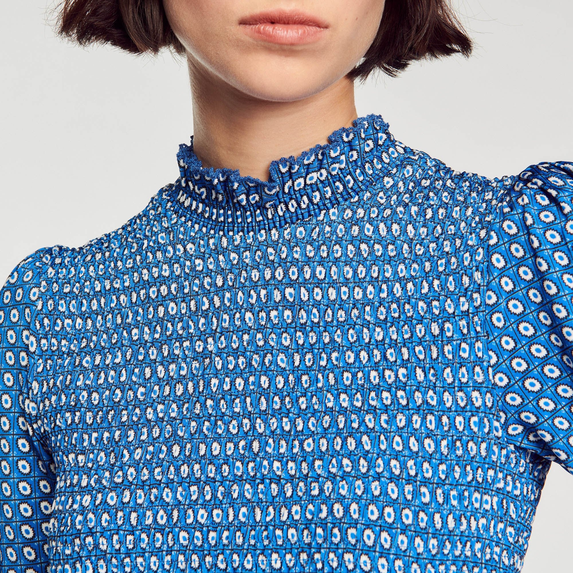 SMOCKED PRINTED TOP - 4