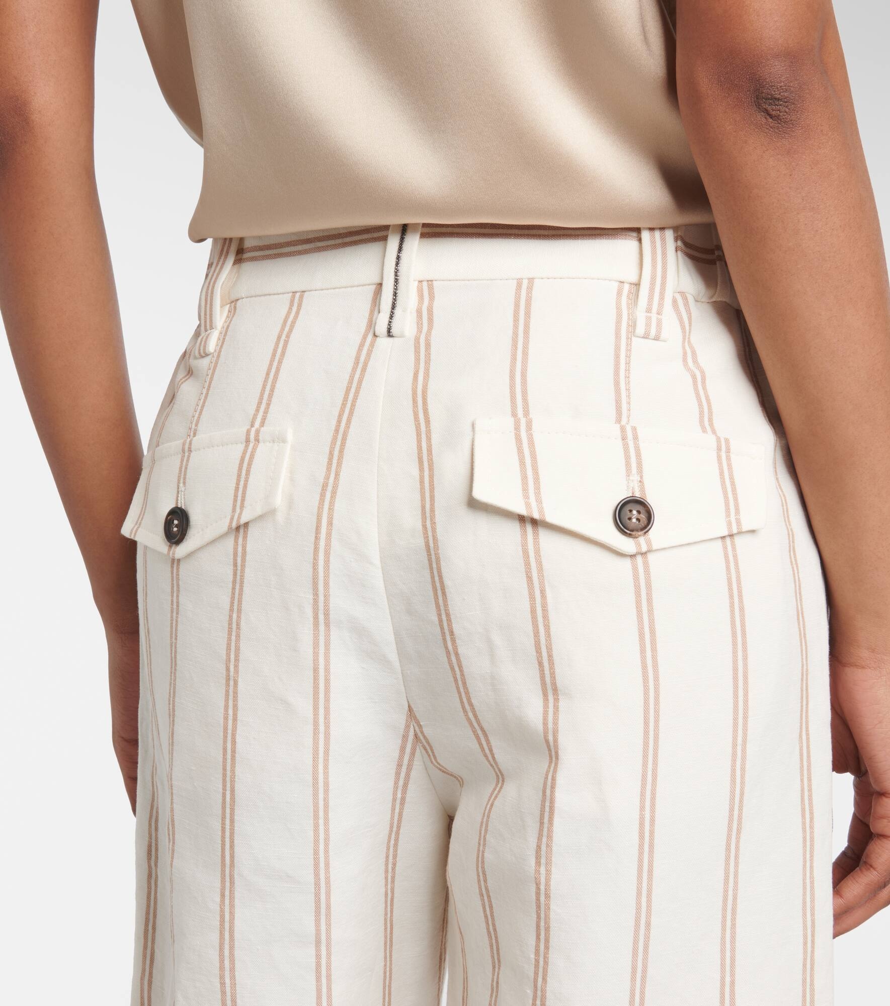 Monili striped linen and cotton chinos - 5