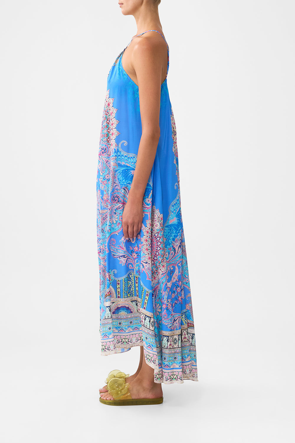 GATHER NECK HARDWARE MAXI DRESS - 4