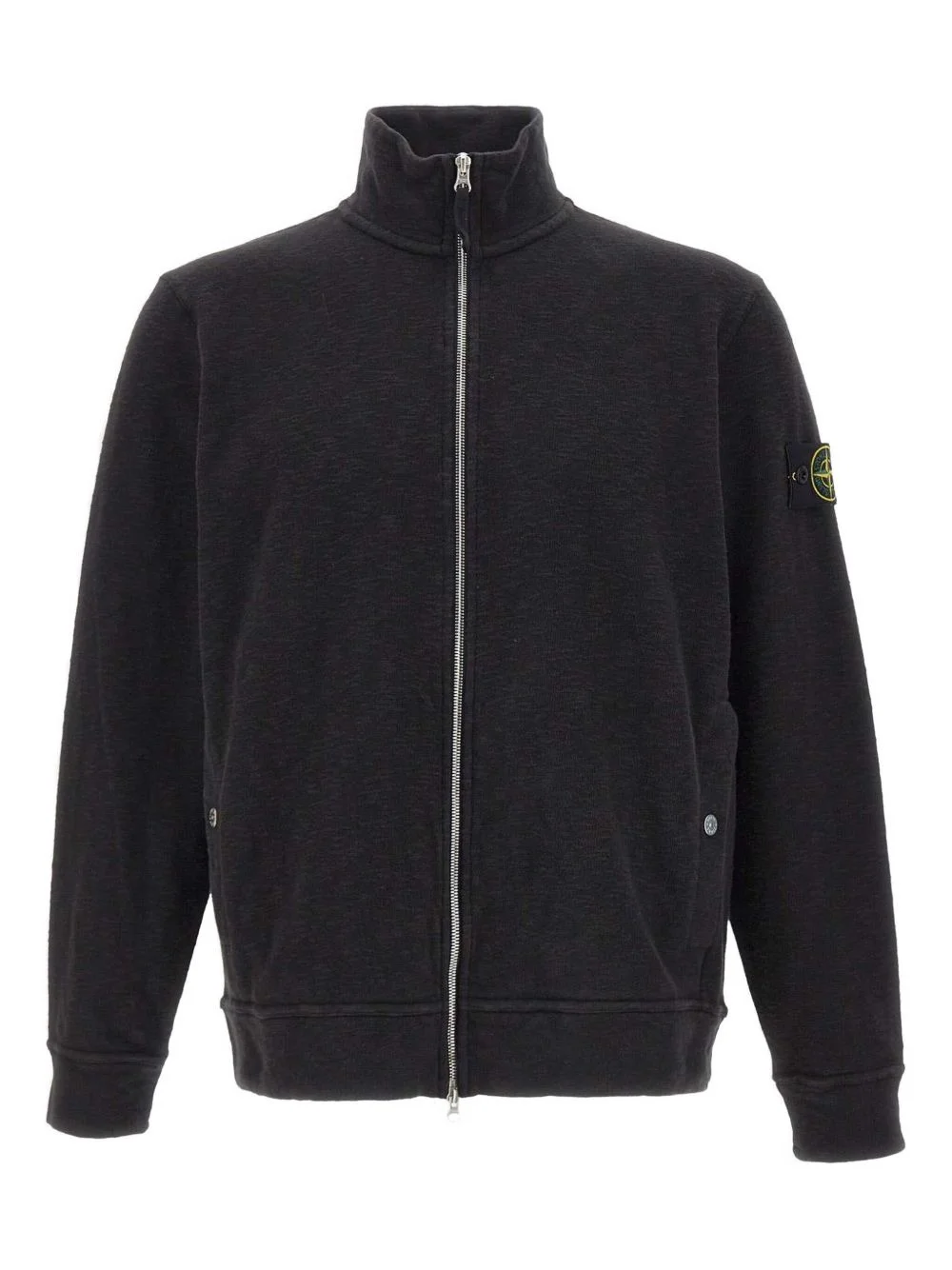 zip collared logo-badge sweatshirt - 1