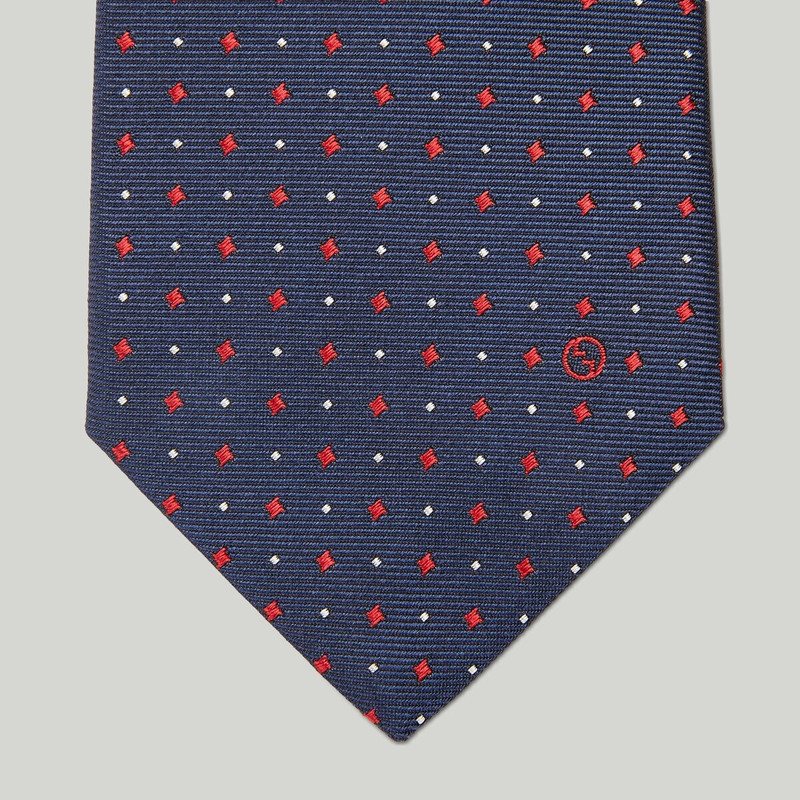 Polka-dot rhombus silk jacquard tie 3