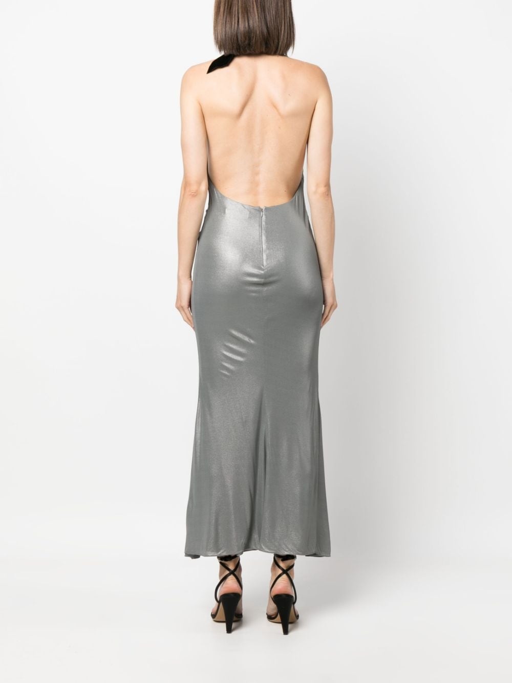 halterneck open-back evening dress - 4