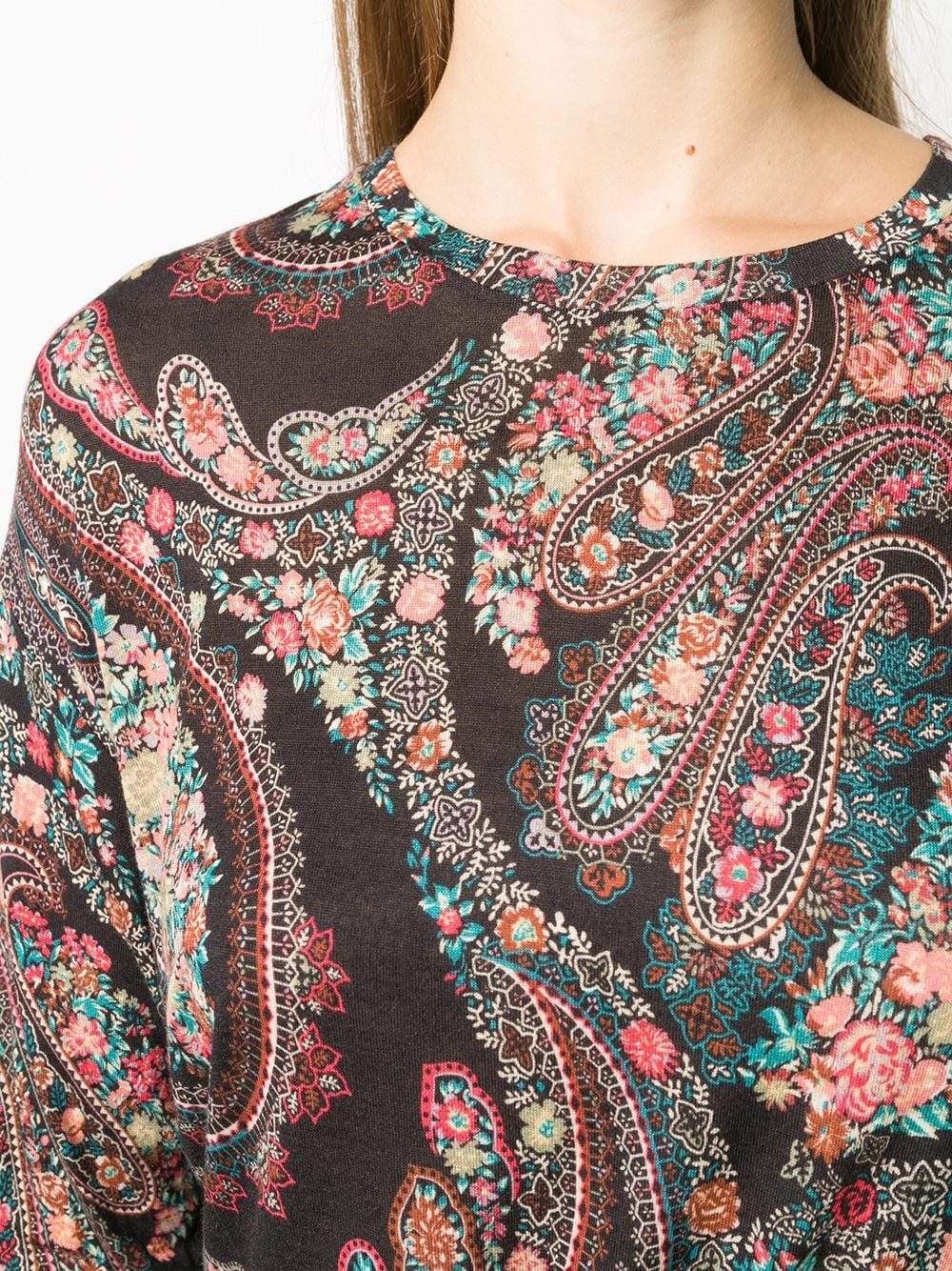 paisley print elbow-sleeved T-shirt - 5