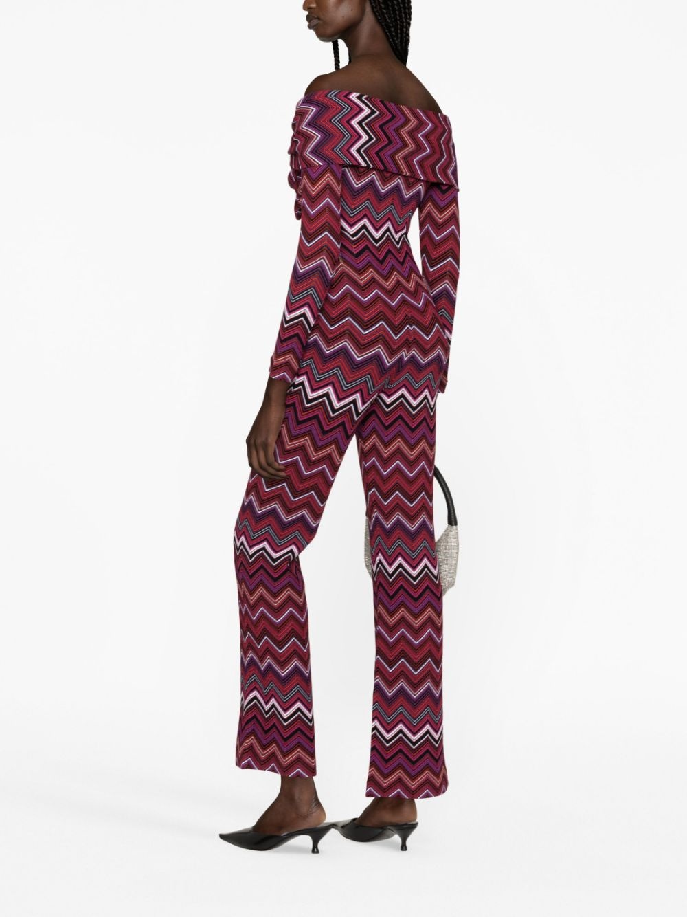 zigzag woven knitted jumpsuit - 2