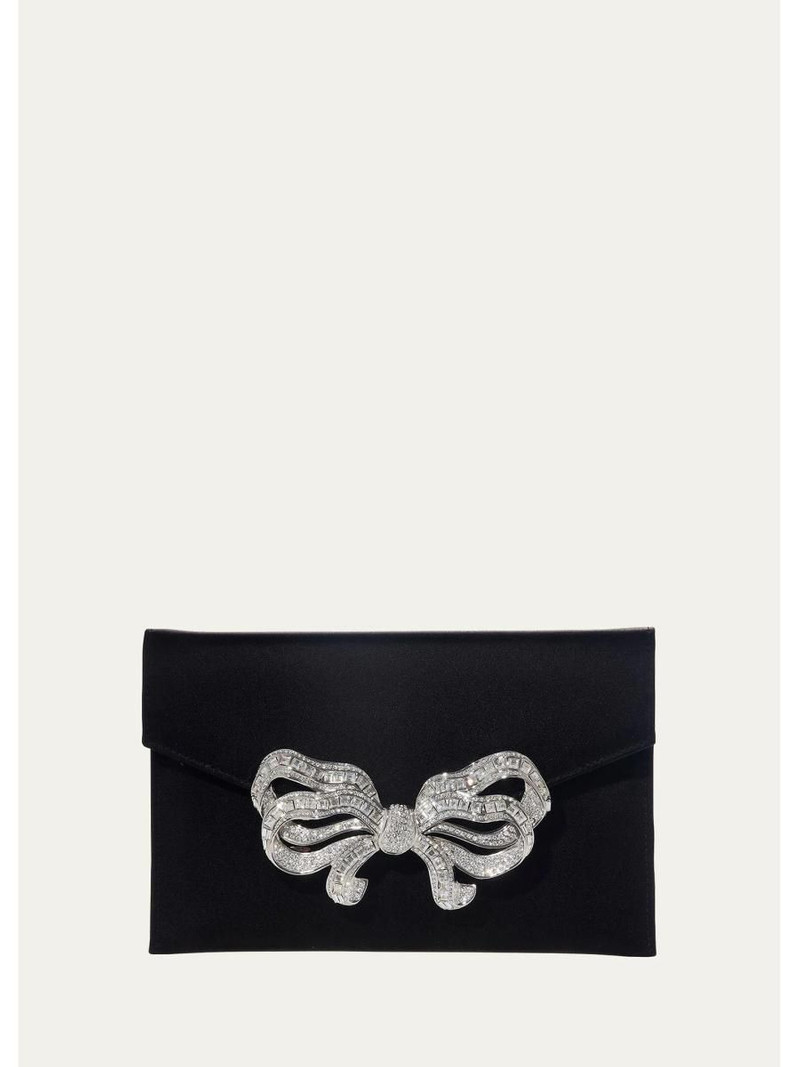 Crystal Bow Satin Envelope Clutch Bag 1