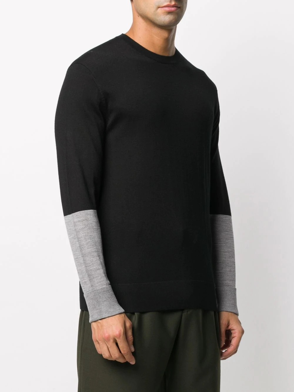 two-tone crew-neck jumper - 3