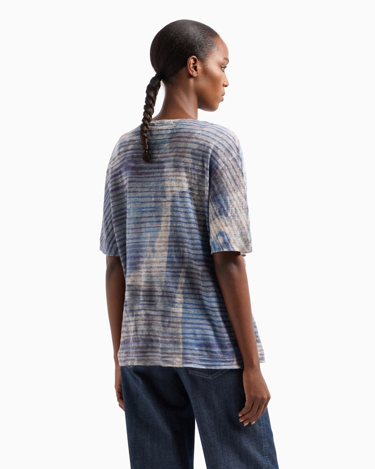 DENIM COLLECTION PRINTED LINEN JERSEY T-SHIRT - 3