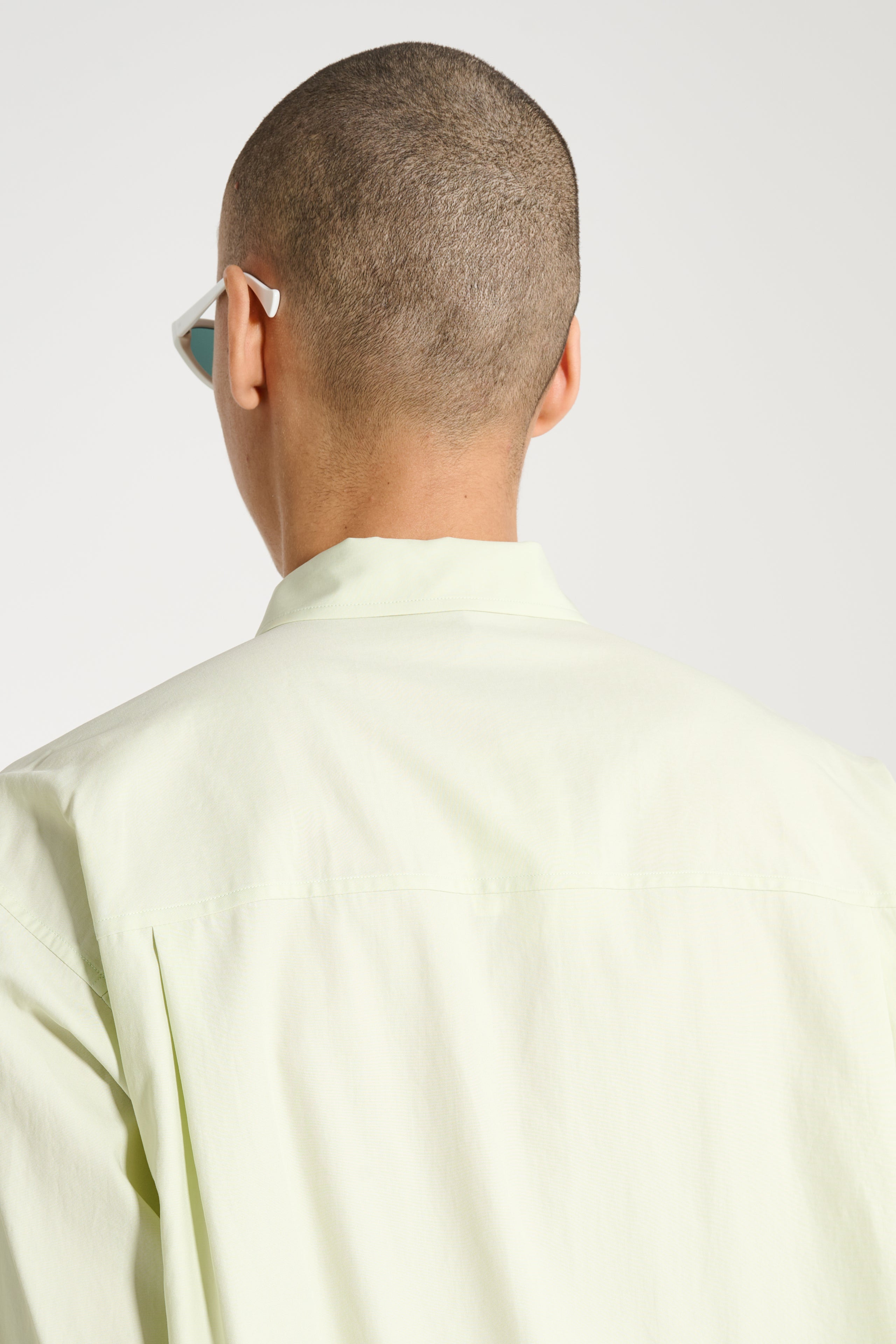 AURALEE WASHED FINX TWILL BIG HALF SLEEVED SHIRT LIGHT GREEN - 5