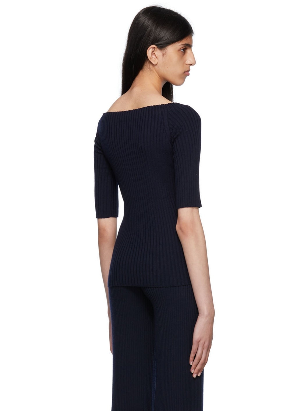 Navy Off-The-Shoulder Sweater - 3