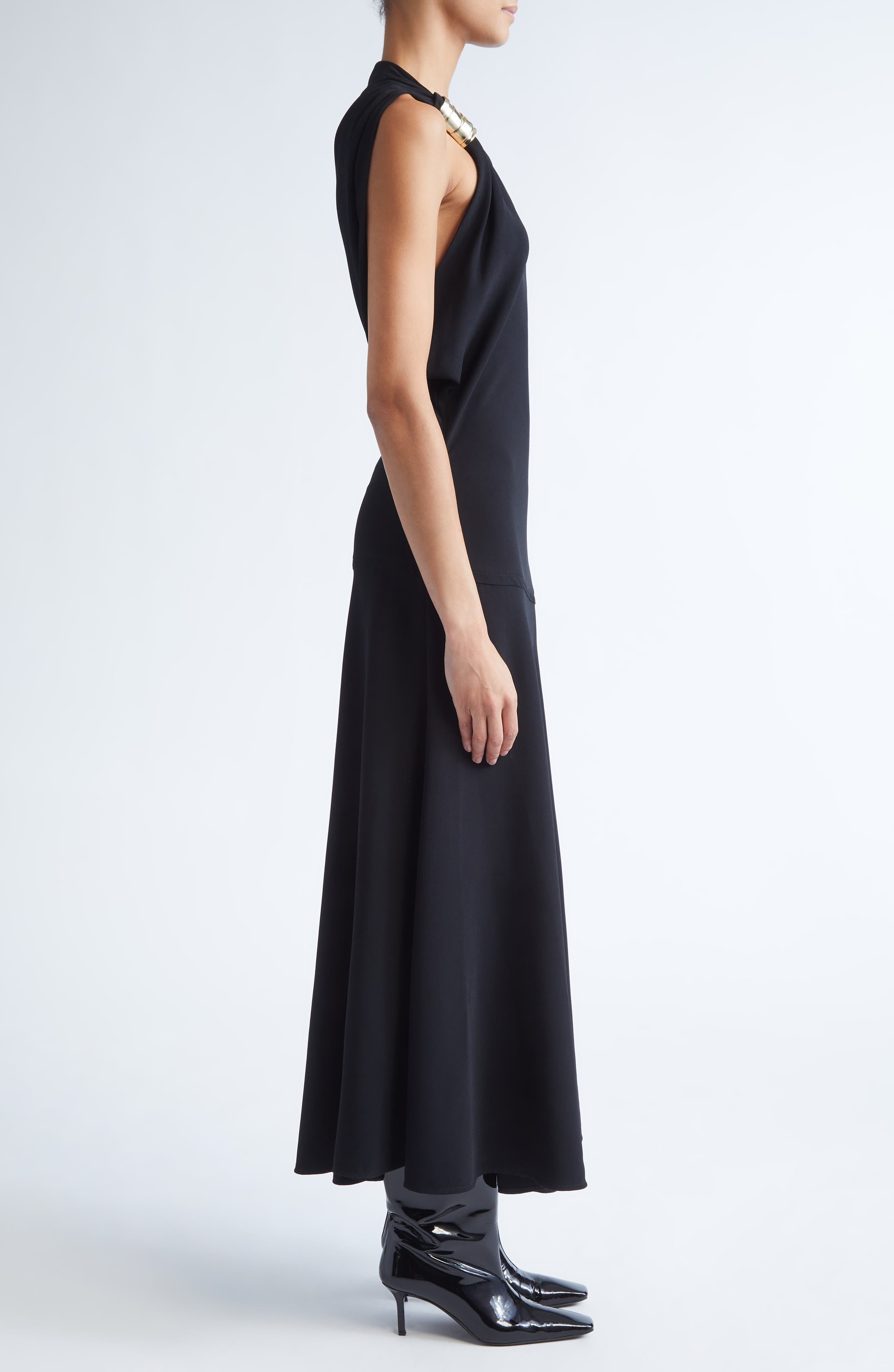 Proenza Schouler Rue Asymmetric Matte Crepe Dress in Black at Nordstrom - 3