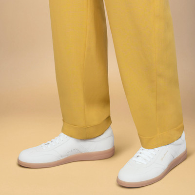 Santoni Men's white tumbled leather DBS Oly sneaker outlook