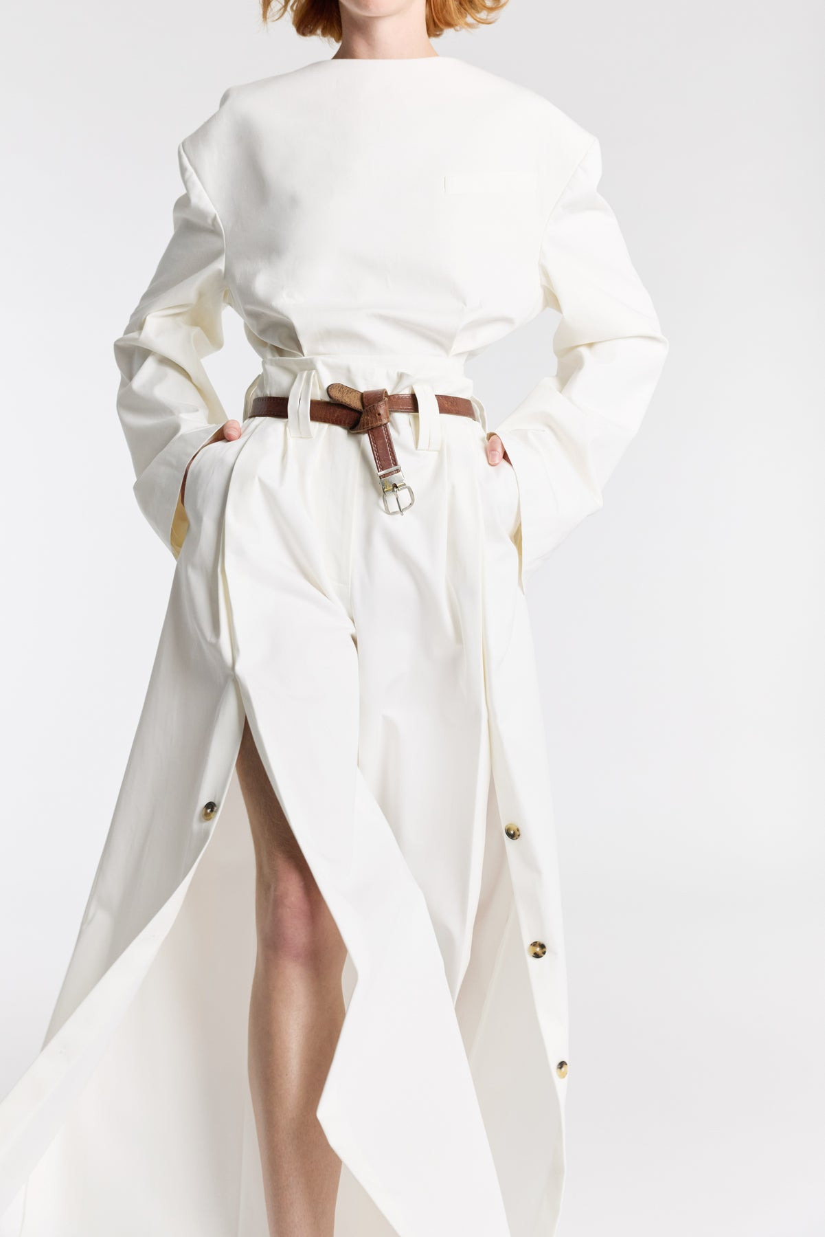 FULL SPLIT WIDE LEG PANTS WHITE - 8