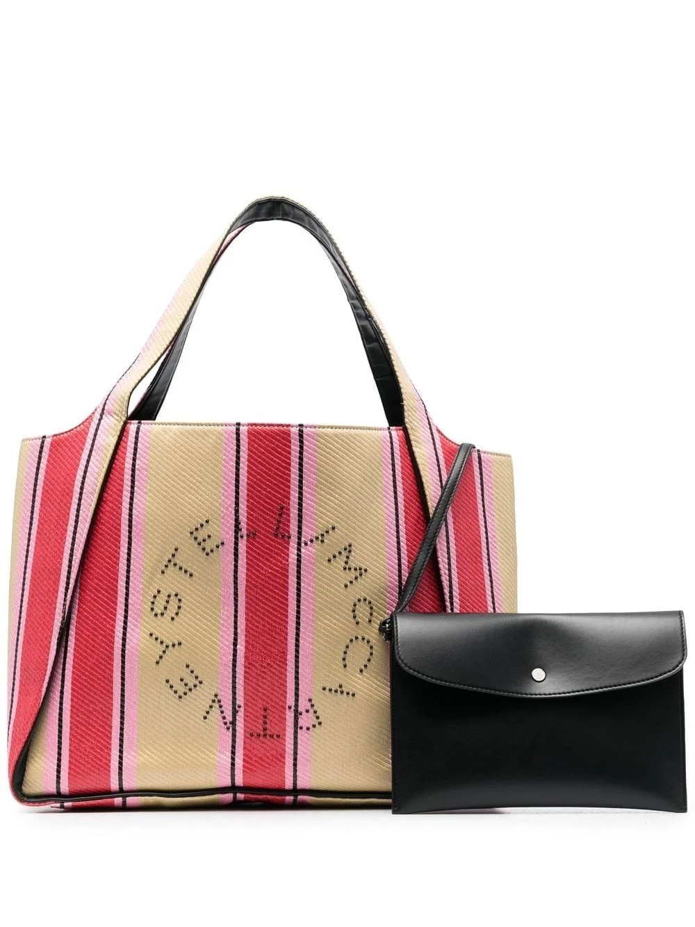 striped logo-print tote bag - 1