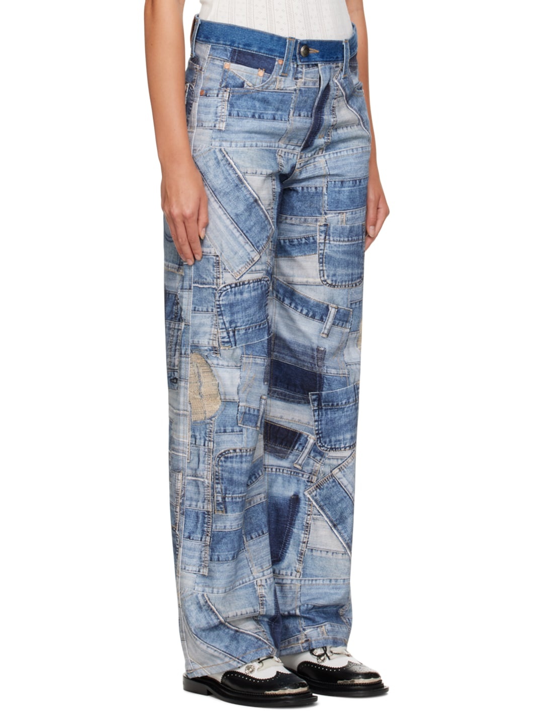 Blue Patchwork Jeans - 2