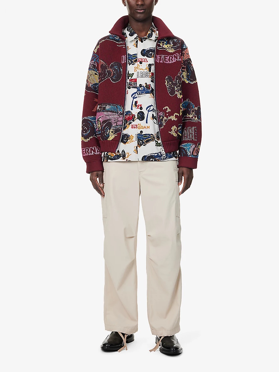 sacai Car Race Print Knit Blouson | REVERSIBLE