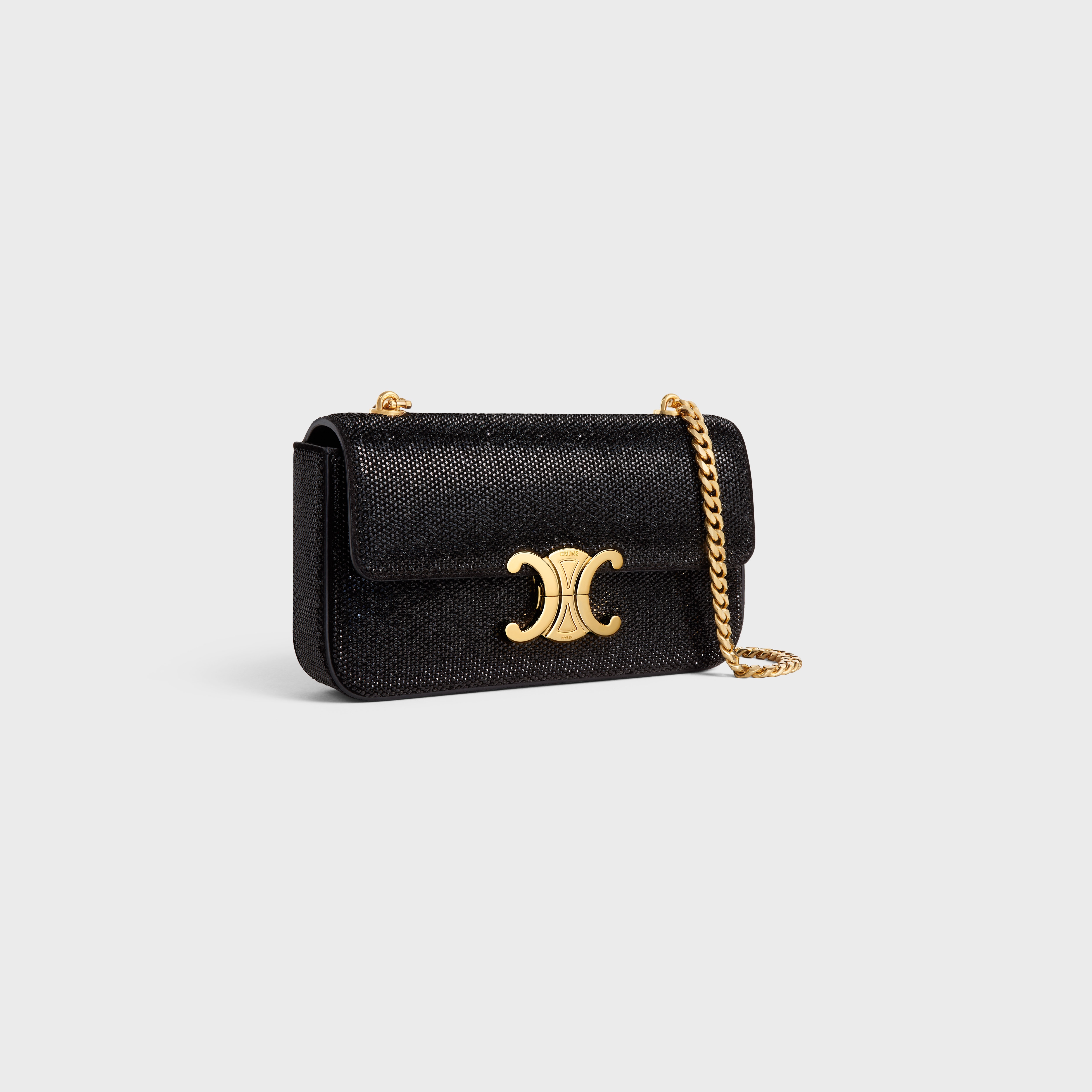 CHAIN SHOULDER BAG CLAUDE in SUEDE CALFSKIN WITH STRASS - 2