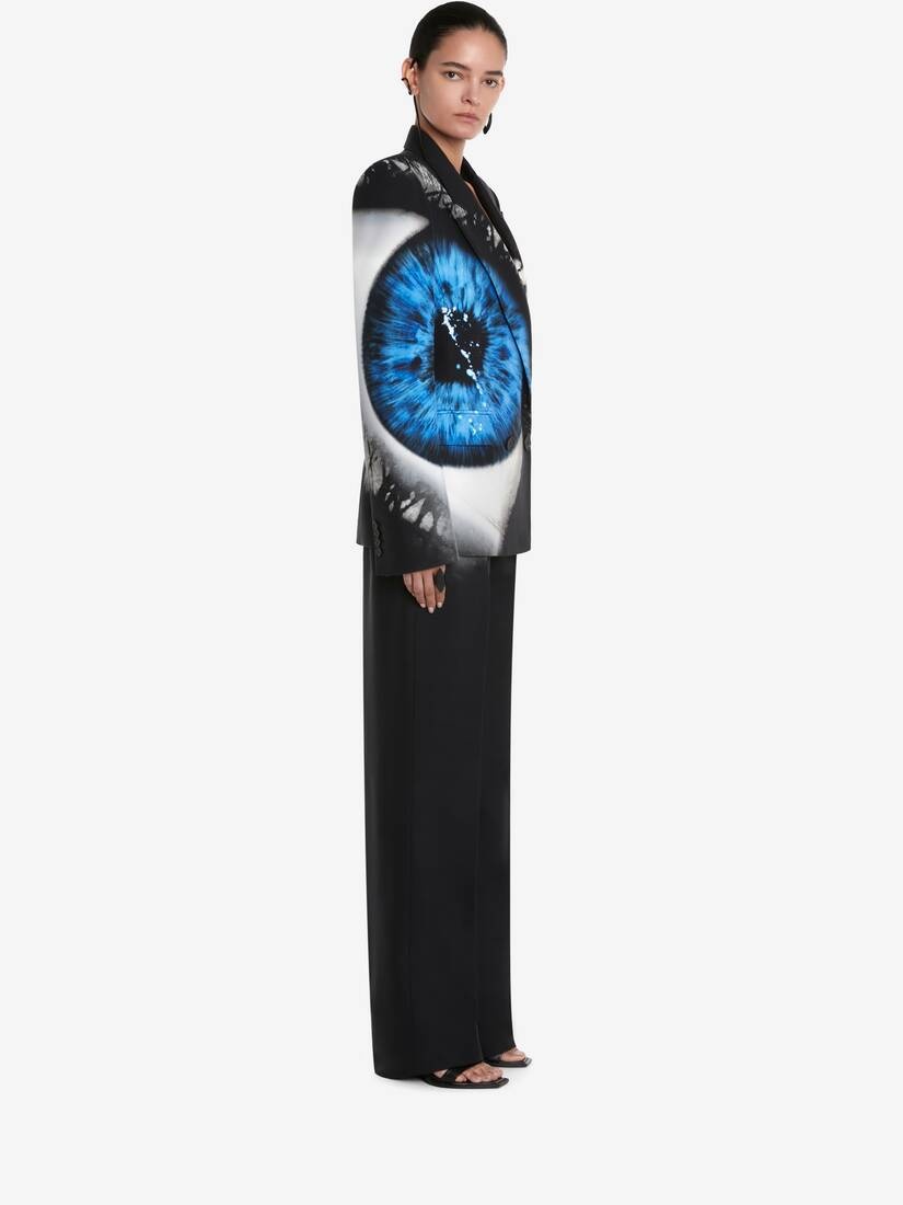 Women's Iris Double-breasted Jacket in Black/galactic Blue - 5